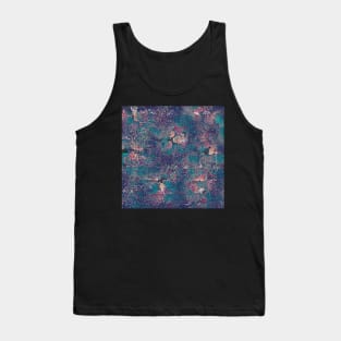 Speckled n’ Textured Turquoise and Purple Abstract Pattern with Hints of Peach and Pink Tank Top